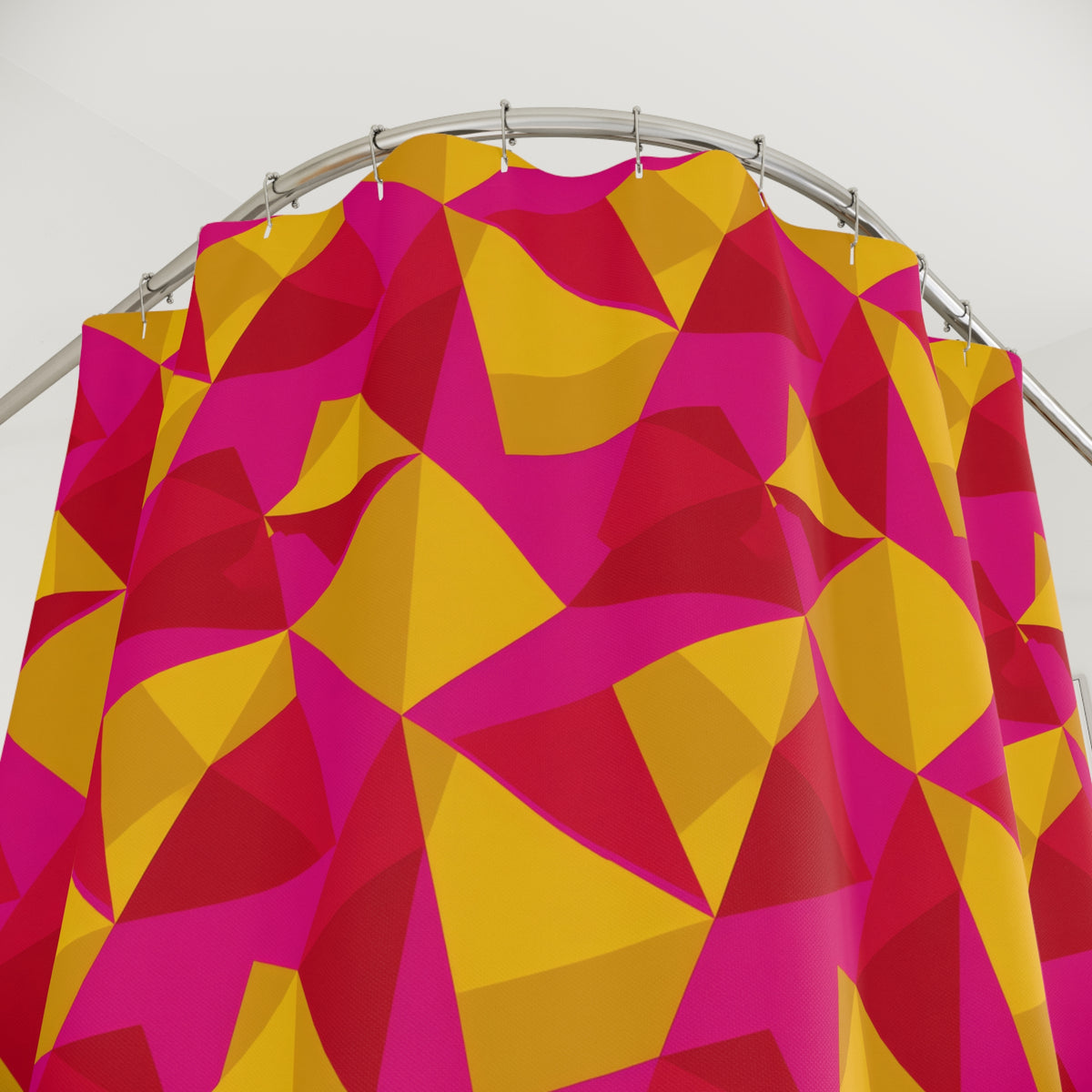 Faceted Gold Panels Shower Curtain – Faceted Gem Geometric Pattern