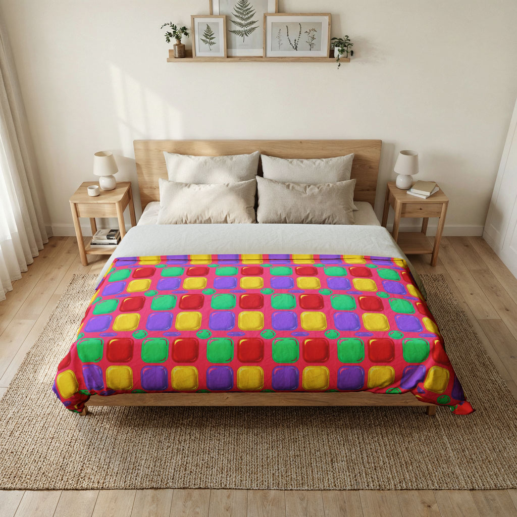 Giant Puffy Glass Cushions Cotton Duvet Cover – Candy Christmas