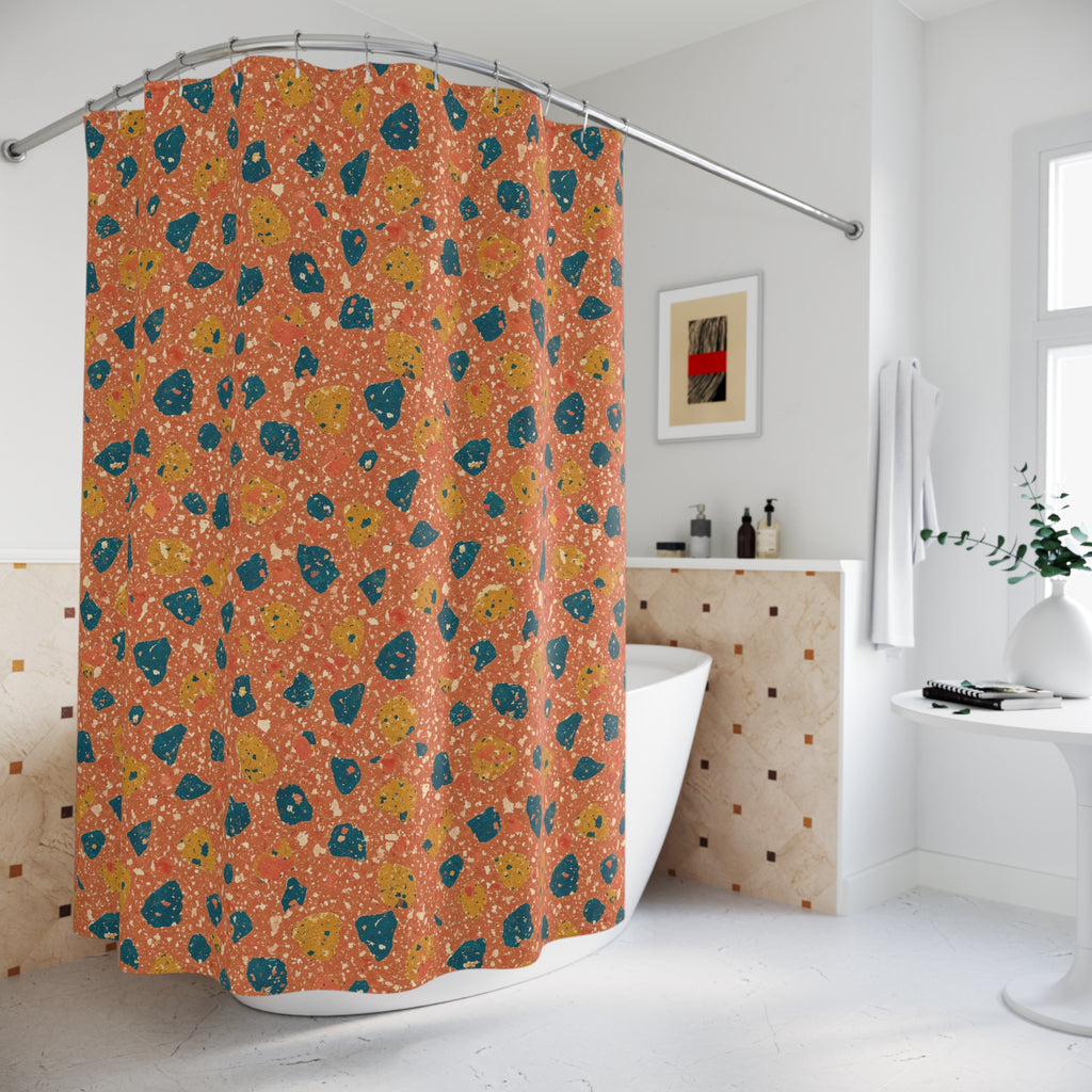 Two-Scale Chips Shower Curtain – Abstract Chip Pattern Pattern