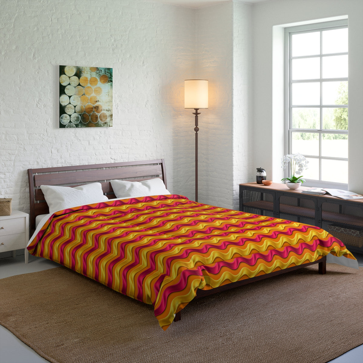 Satin Wave Bands Comforter – Cranberry Spice