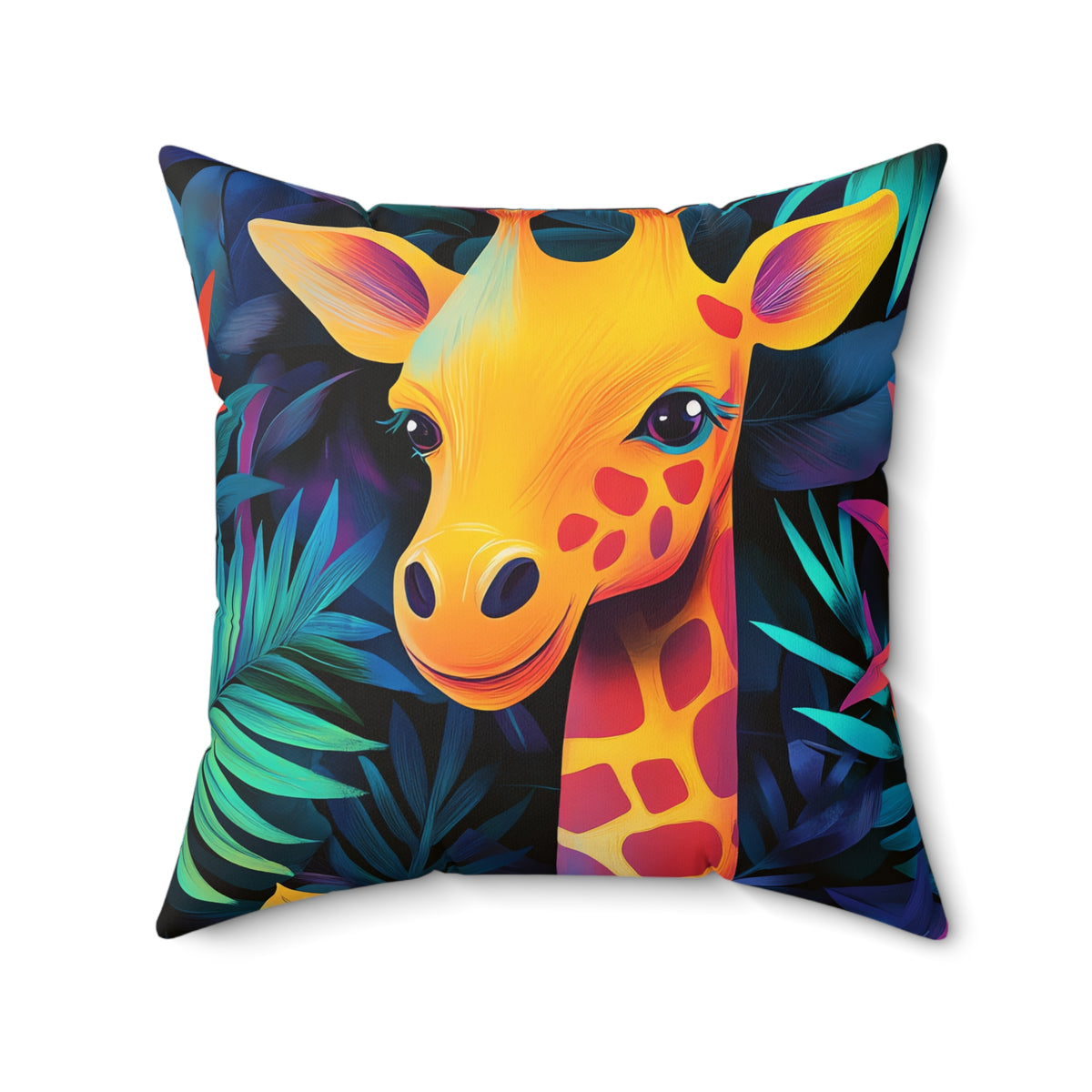 Jungle Giraffe Faux Suede Cushion – Tropical Pop Art