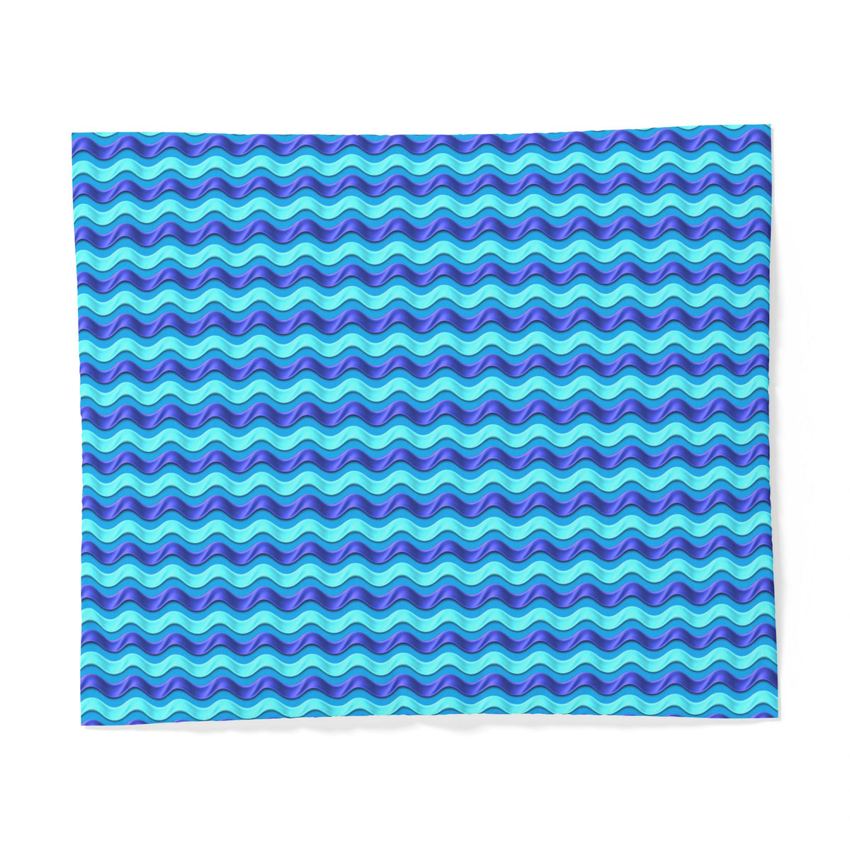 Satin Wave Bands Cotton Duvet Cover – Ice Jewel