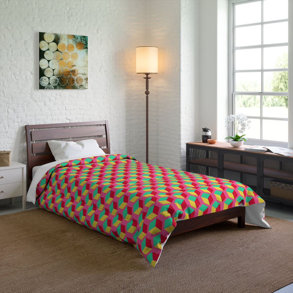 Giant Faceted Cubes II Comforter – Candy Christmas
