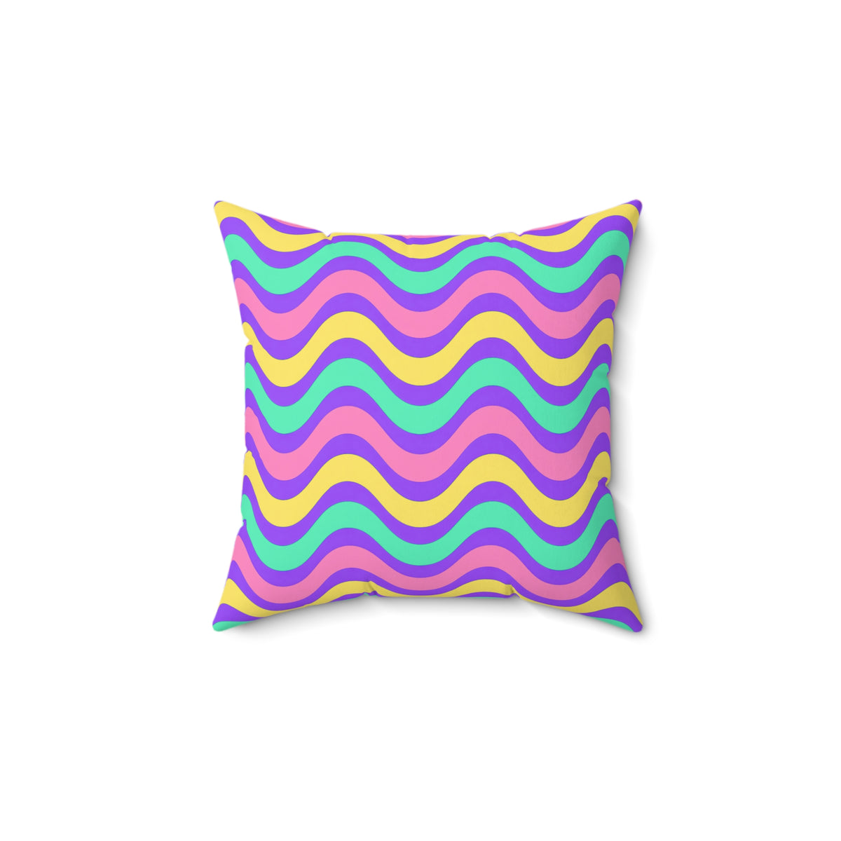 Wide Wave Interference Faux Suede Cushion – Candy Pastel on Grape