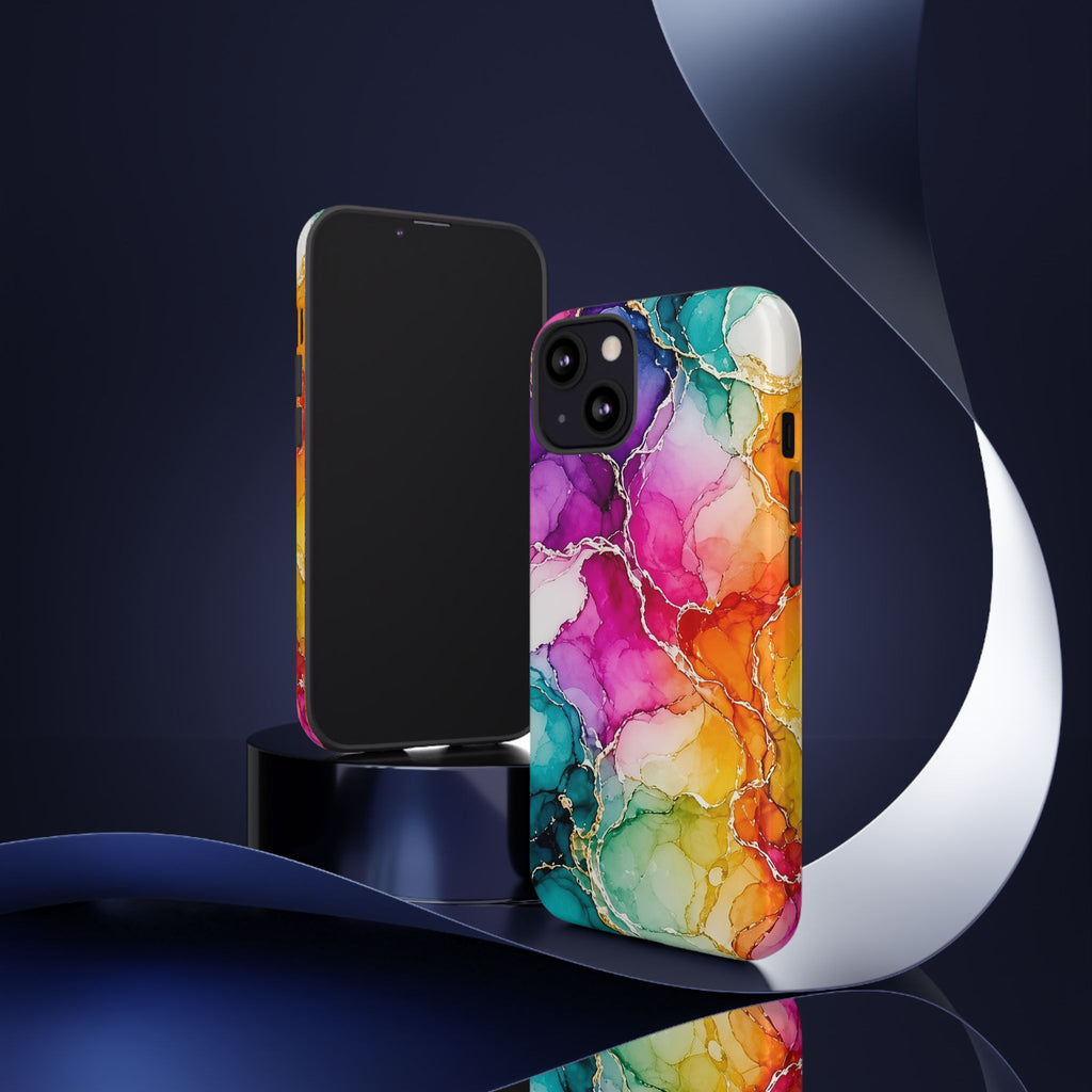 Rainbow Alcohol Ink Bloom Tough Phone Case