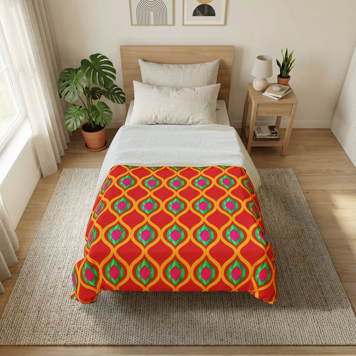 Grand Gold Ogee Lattice II Cotton Duvet Cover – Ogee Lattice Geometric Pattern