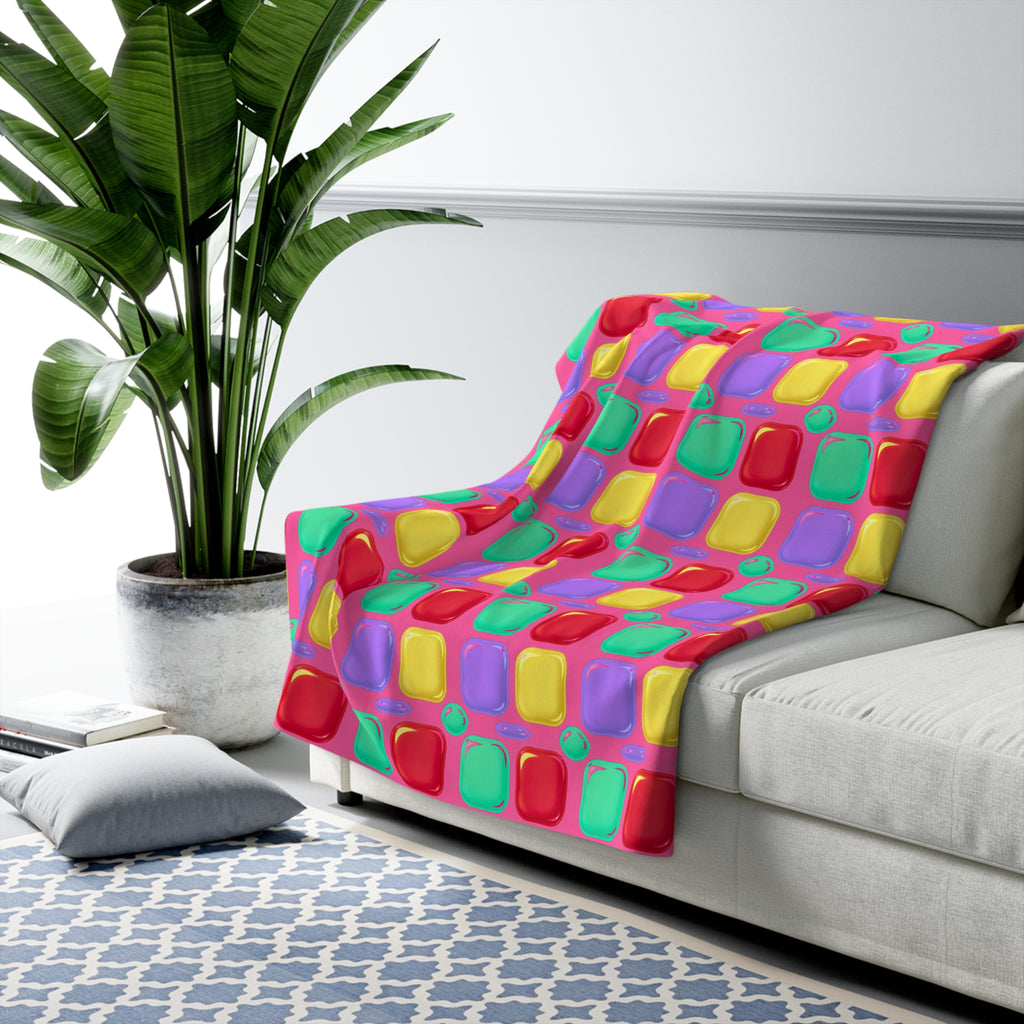 Giant Puffy Glass Cushions Sherpa Fleece Blanket – Candy Christmas