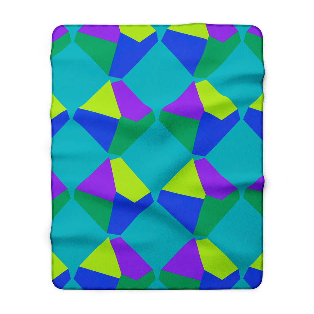 Grand Fractured Rhombus Sherpa Fleece Blanket – Peacock Jewel