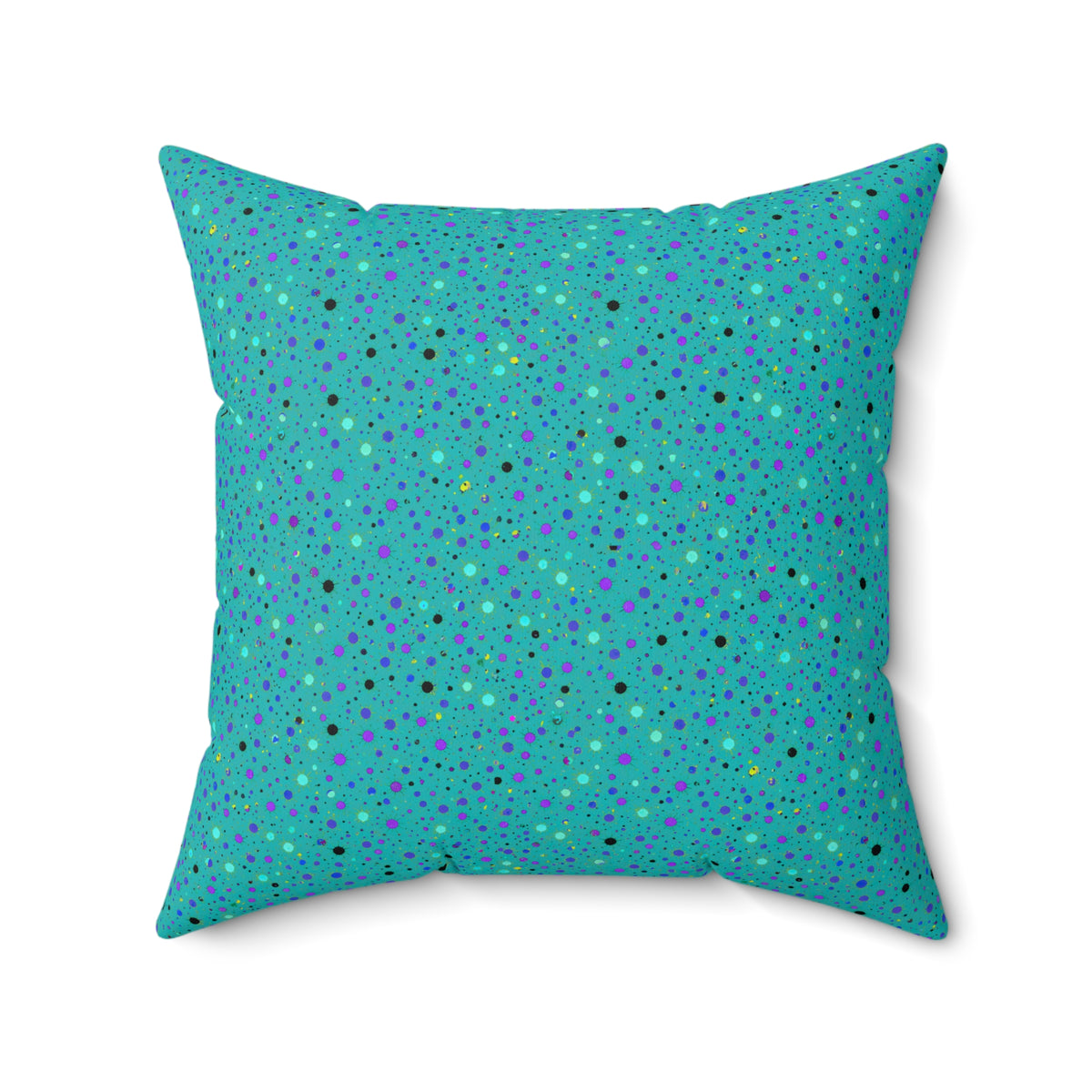 Confetti Spatter Faux Suede Cushion – Peacock Jewel