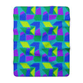 Cubist Block Quilt Sherpa Fleece Blanket – Peacock Jewel