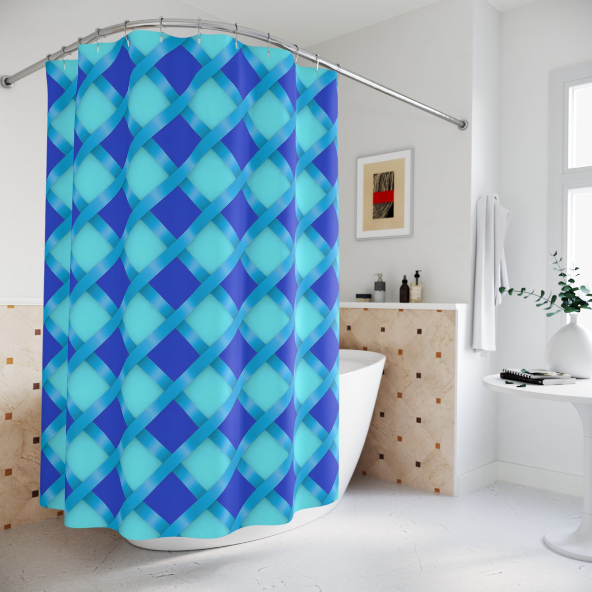 Broad Gold Diamond Trellis Shower Curtain – Ice Jewel