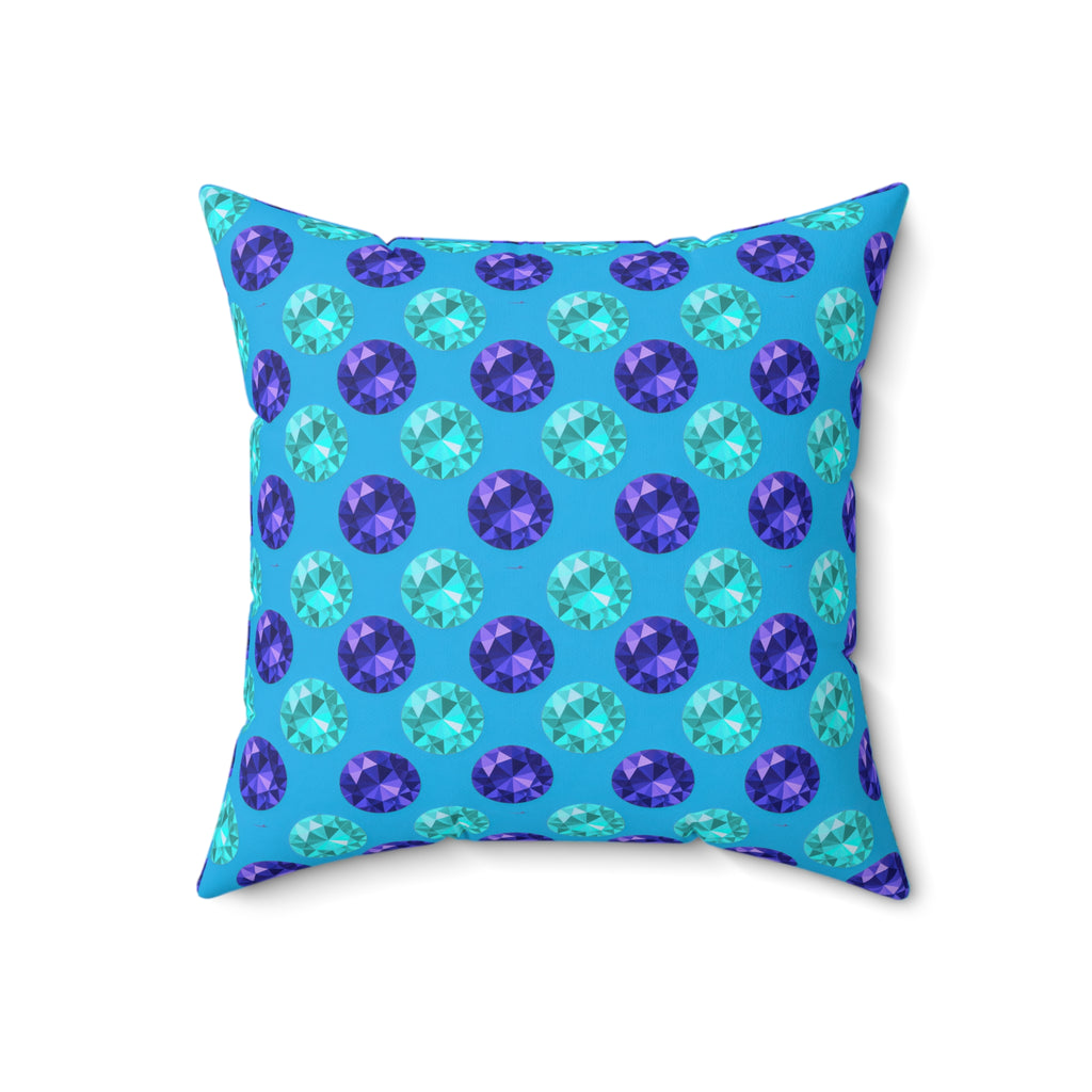 Half-Drop Gem Grid Faux Suede Cushion – Ice Jewel