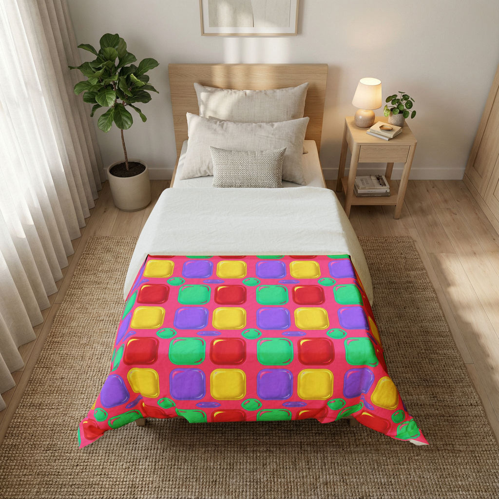 Giant Puffy Glass Cushions Cotton Duvet Cover – Candy Christmas
