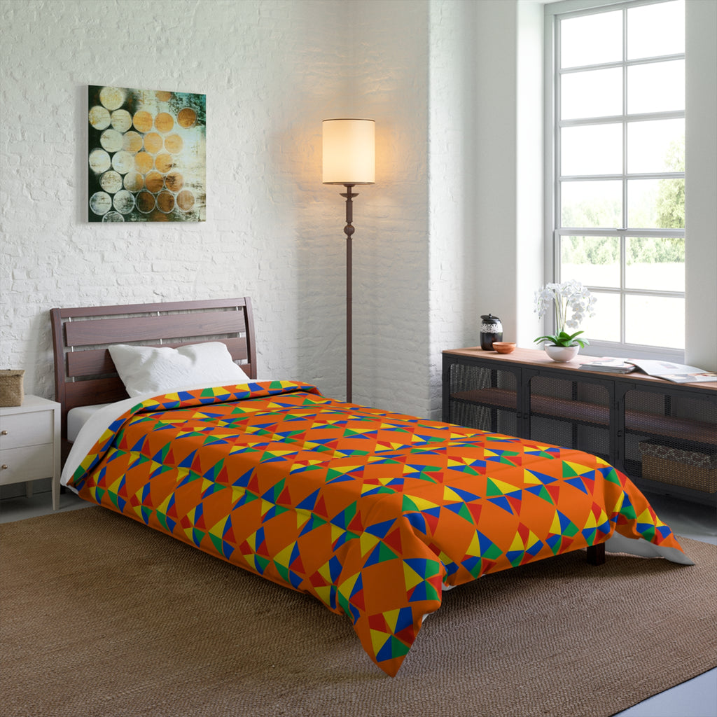 Stacked Cubist Prisms Comforter – Cubist Geometric Pattern