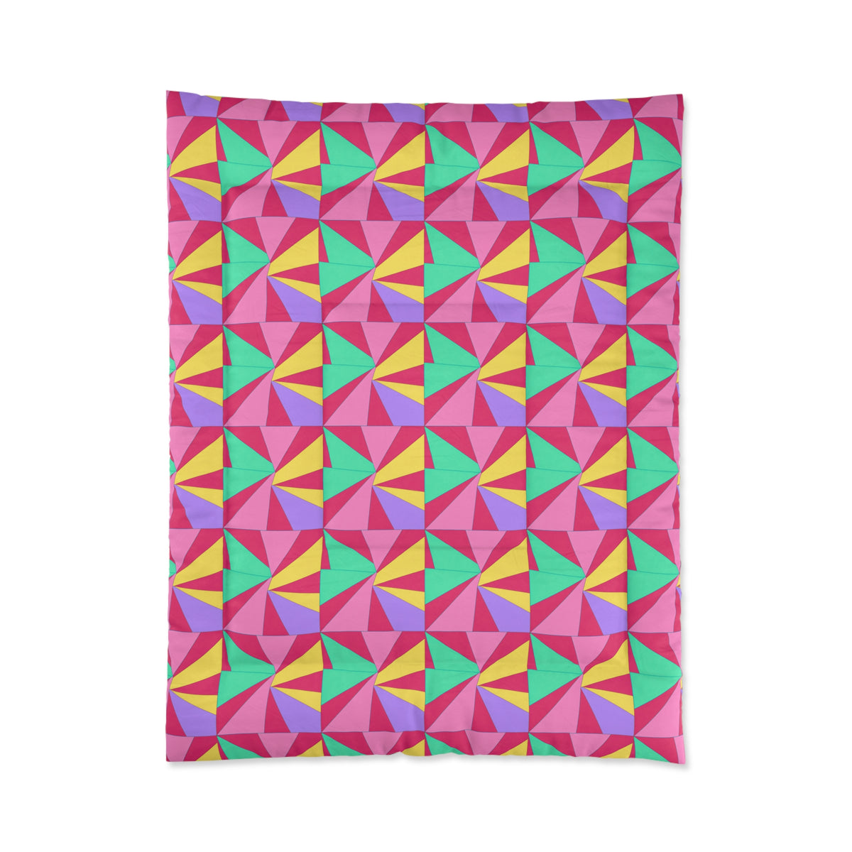 Cubist Sunburst Blocks Comforter – Candy Pop on Raspberry