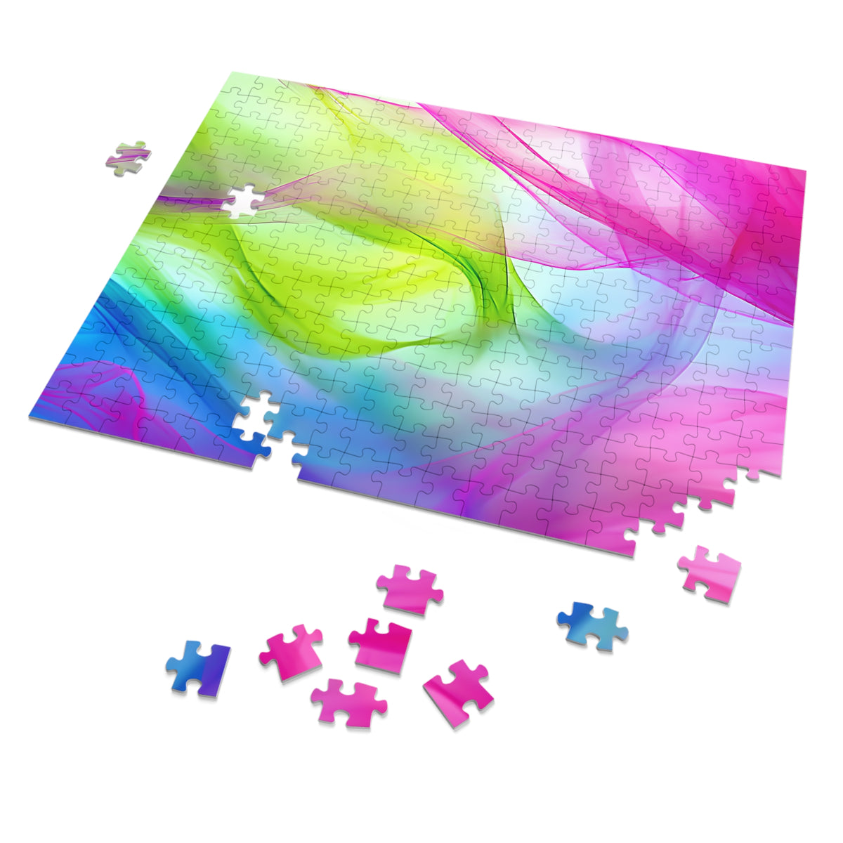 Silk Smoke Waves Jigsaw Puzzle with Tin – Flowing Abstract Art