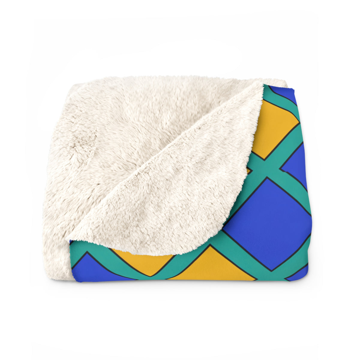 Harlequin Gold Grid Sherpa Fleece Blanket – Peacock Jewel