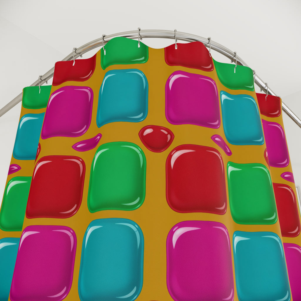 Giant Puffy Glass Cushions Shower Curtain – Glossy Candy Glass Pattern