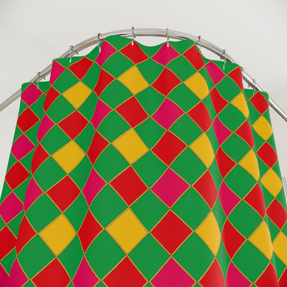 Jewel Harlequin Check Shower Curtain – Harlequin Geometric Pattern