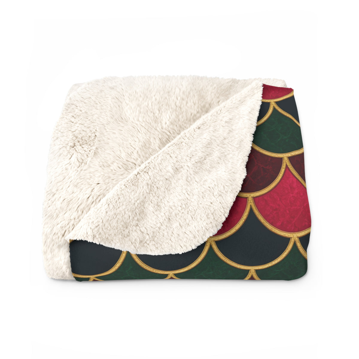 Jewel Scales Sherpa Fleece Blanket – Art Deco Pattern