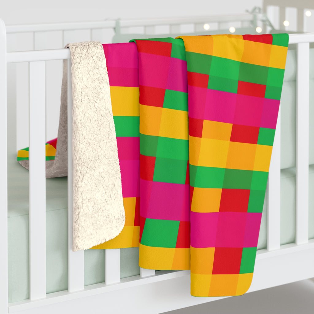 Grand Jewel Plaid Sherpa Fleece Blanket – Ribbon Plaid Pattern