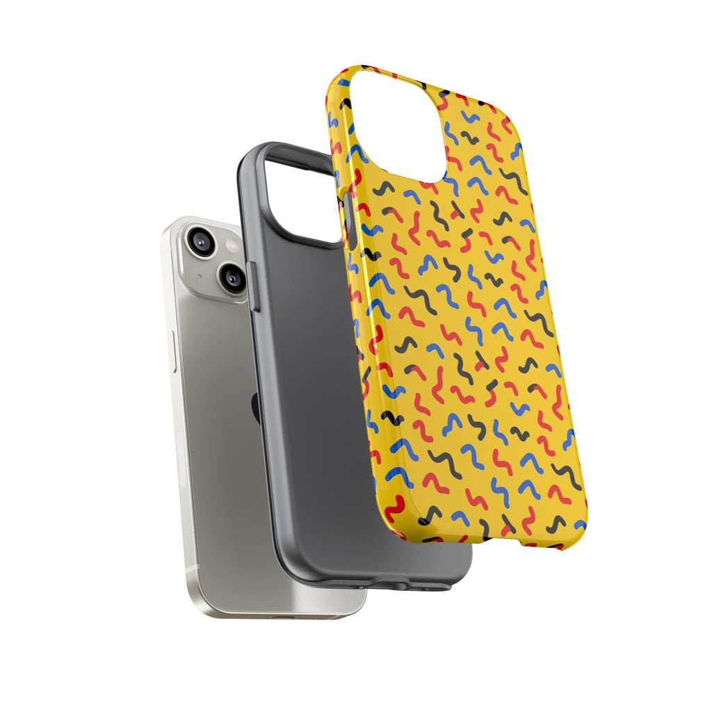 Squiggle Strokes Yellow Tough Phone Case – Bold Primary Abstract Pattern