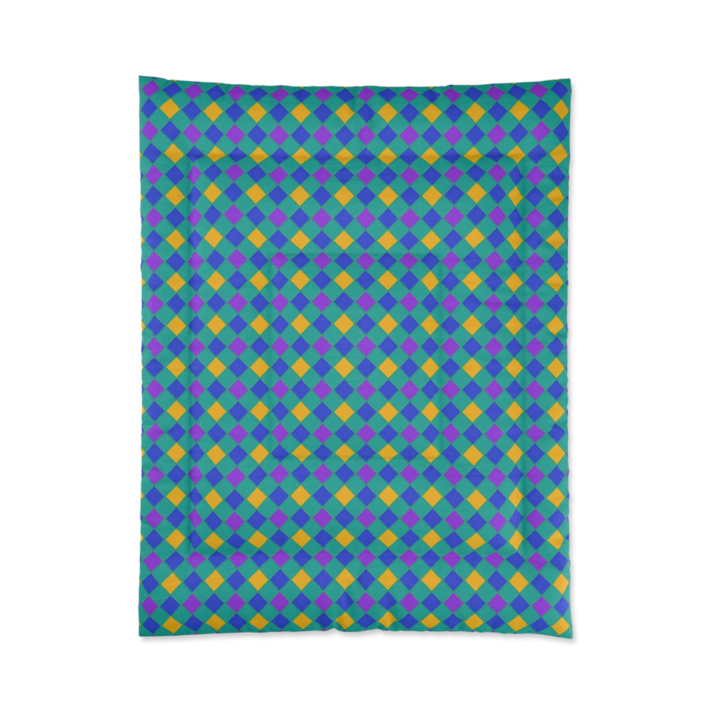 Jewel Harlequin Check Comforter – Peacock Jewel