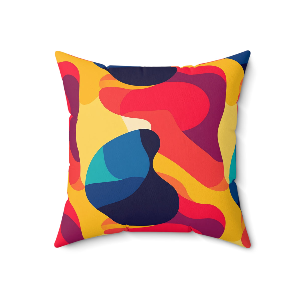 Bold Blob Camo Faux Suede Cushion – Abstract Shapes Pattern