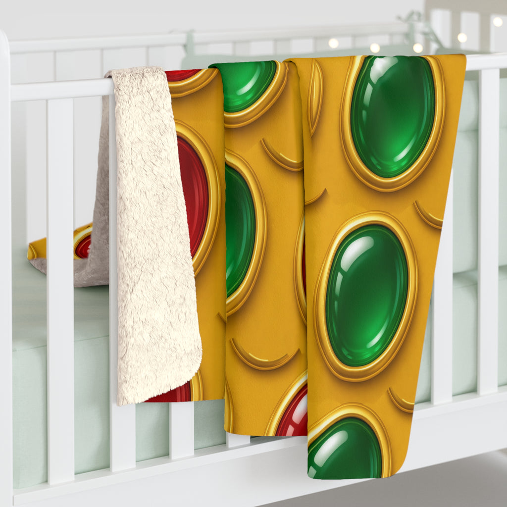 Grand Gold Cabochon Frames II Sherpa Fleece Blanket – Cabochon Geometric Pattern