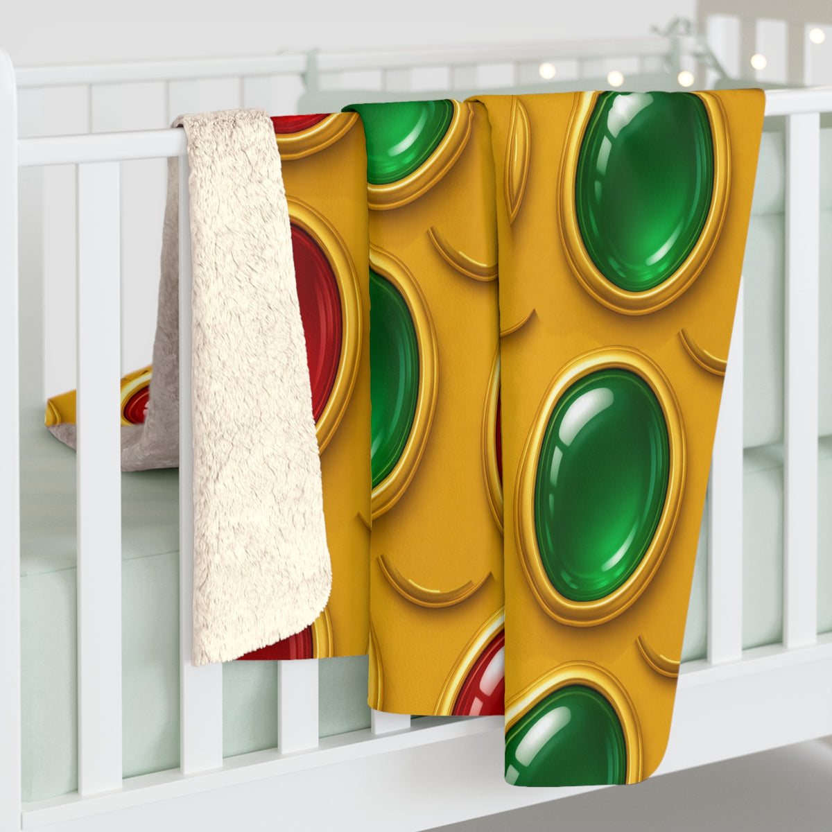 Grand Gold Cabochon Frames II Sherpa Fleece Blanket – Cabochon Geometric Pattern