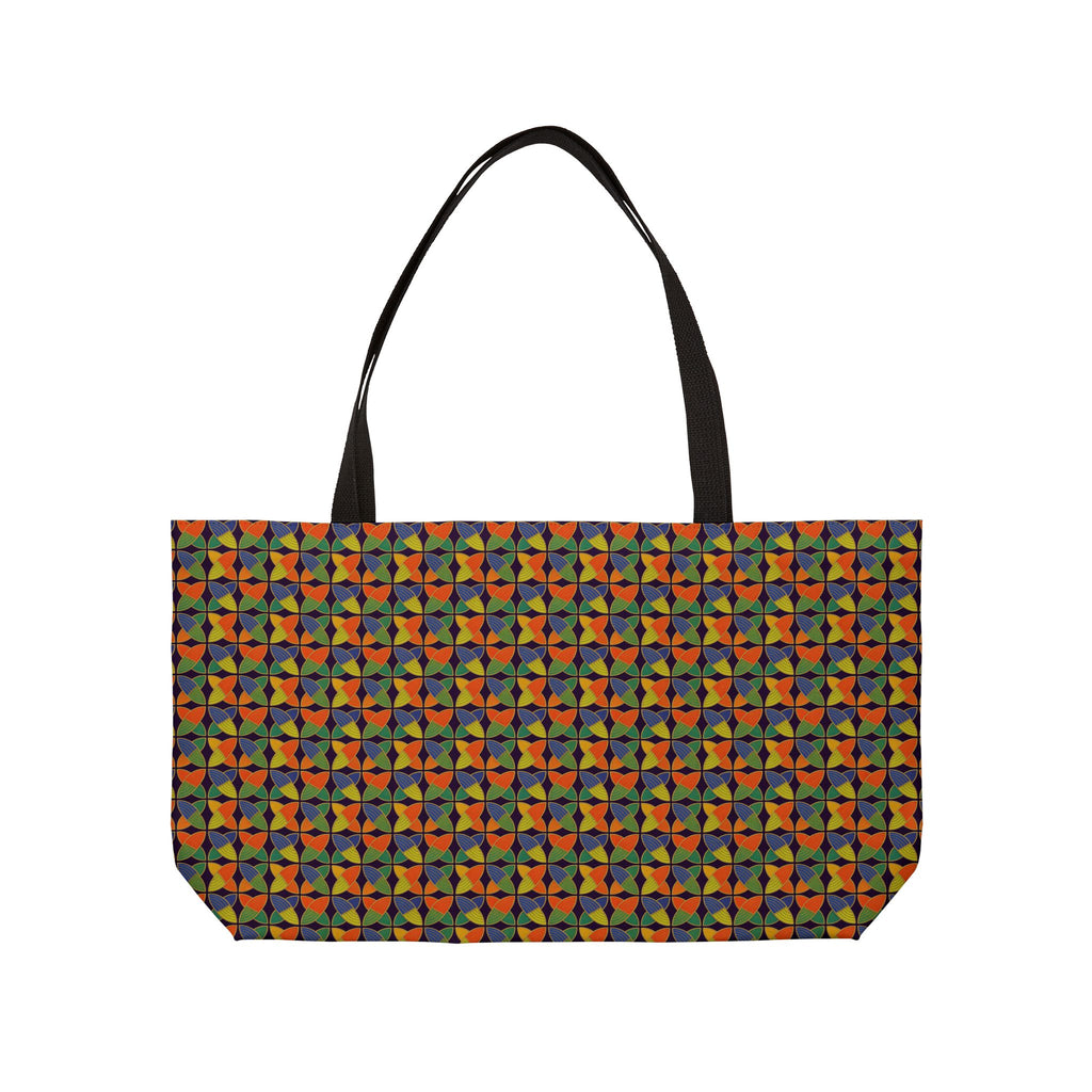 Woven Petal Quatrefoil Weekender Tote Bag – Kaleidoscopic Deco Pattern