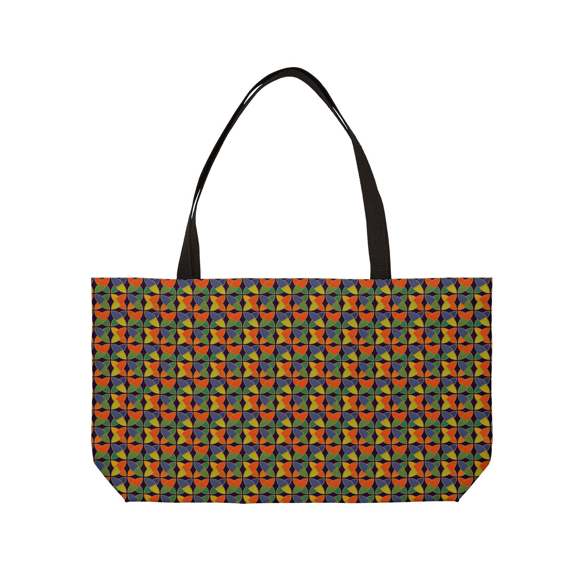 Woven Petal Quatrefoil Weekender Tote Bag – Kaleidoscopic Deco Pattern