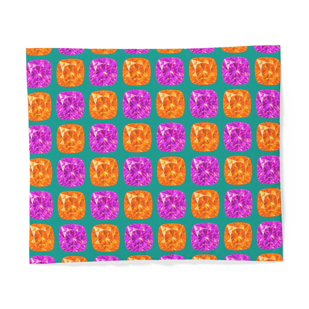 Giant Cut Gem Grid Cotton Duvet Cover – Peacock Jewel