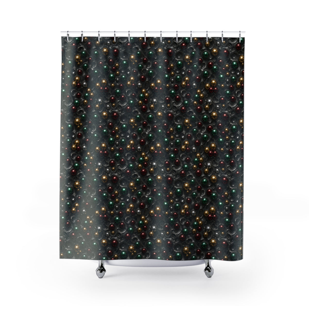 Jewel Bubble Clusters Shower Curtain – Liquid Chrome Pattern