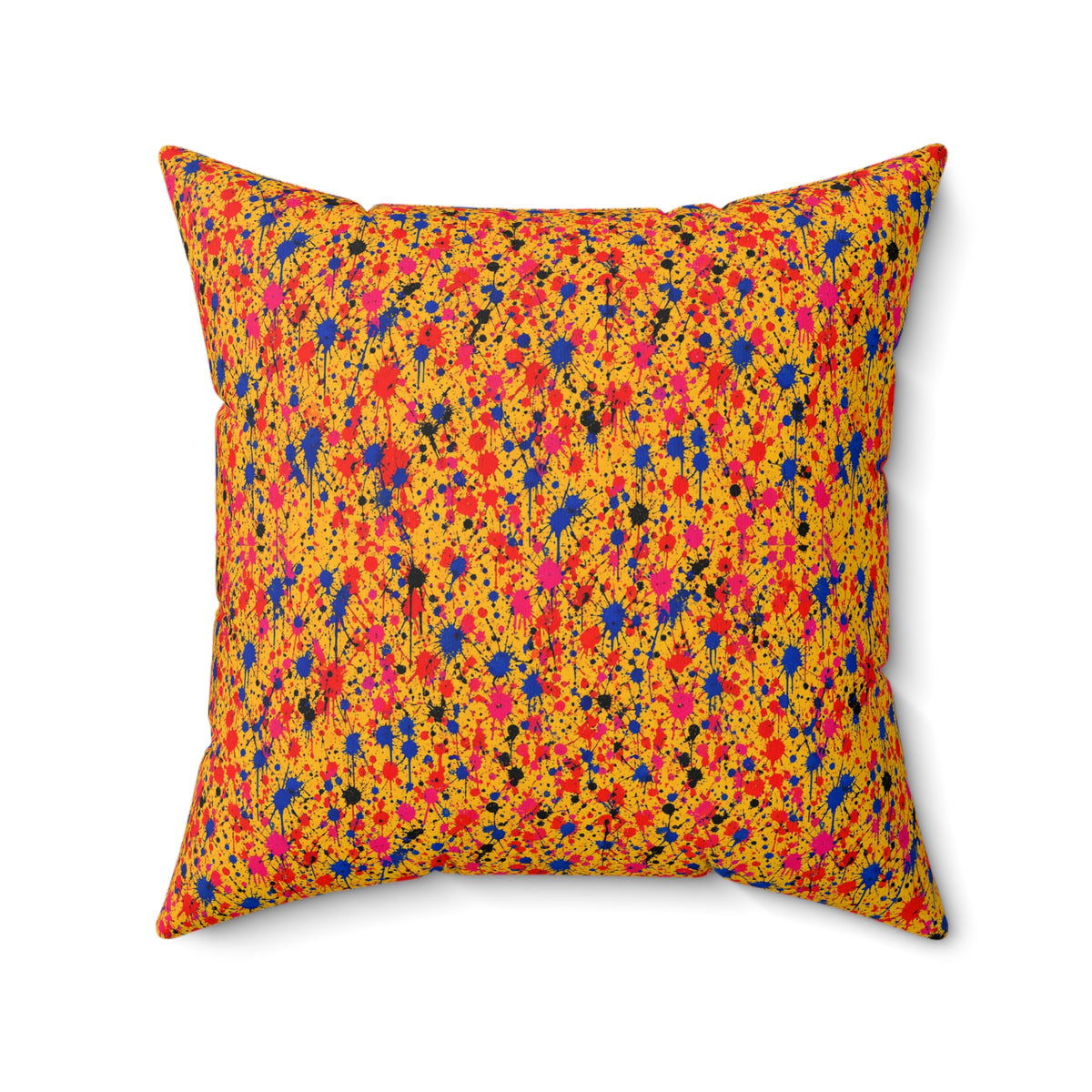 Layered Drip Spray Faux Suede Cushion – Paint Splatter Pattern