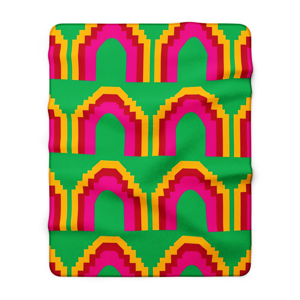 Grand Stepped Arches Sherpa Fleece Blanket – Art-Deco Arches Pattern
