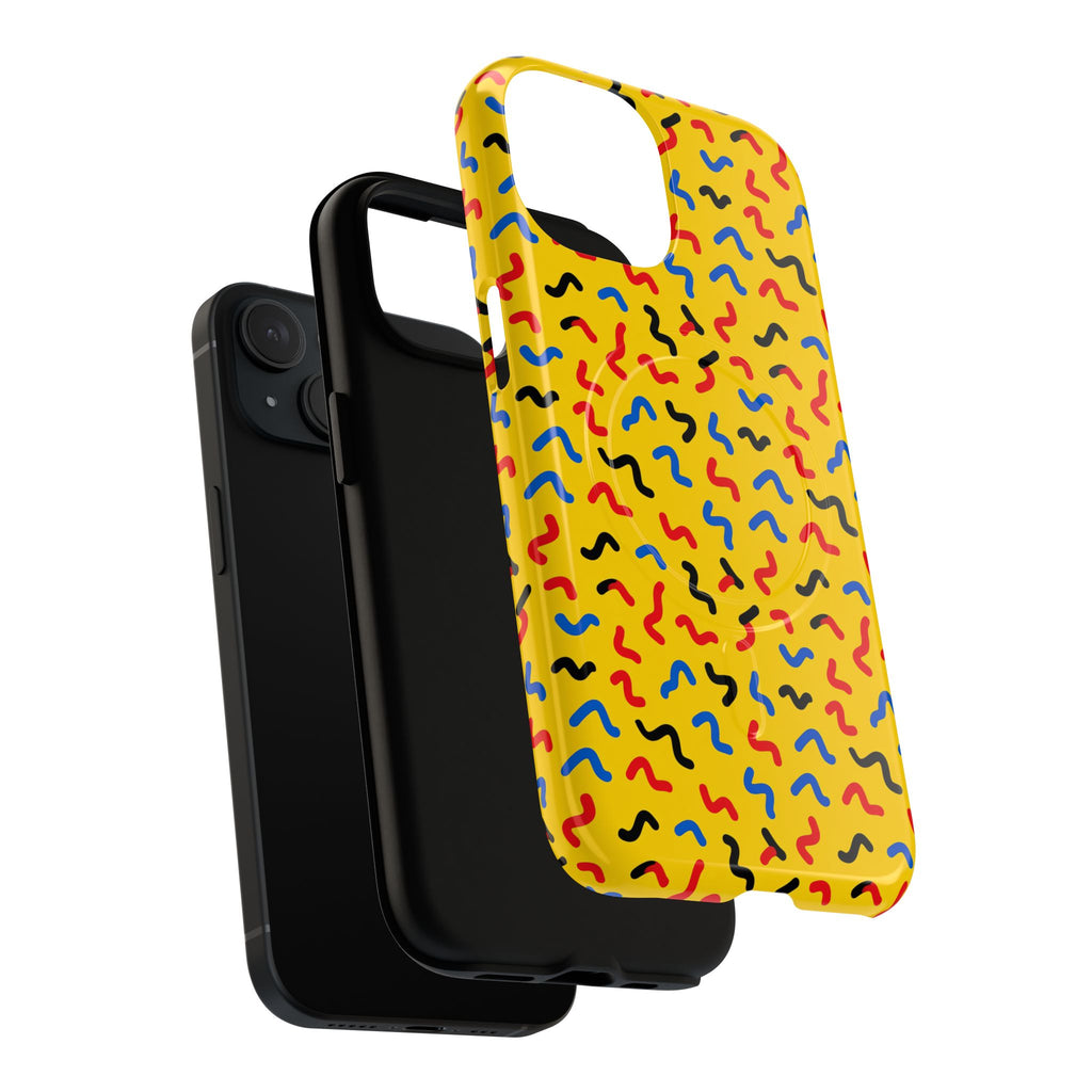 Squiggle Strokes Yellow Magnetic Tough iPhone Case – Bold Primary Abstract Pattern