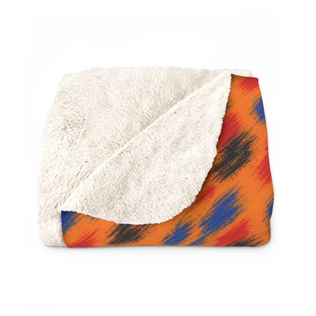 Dry-Brush Drags Sherpa Fleece Blanket – Expressionist Brushstroke Abstract Pattern