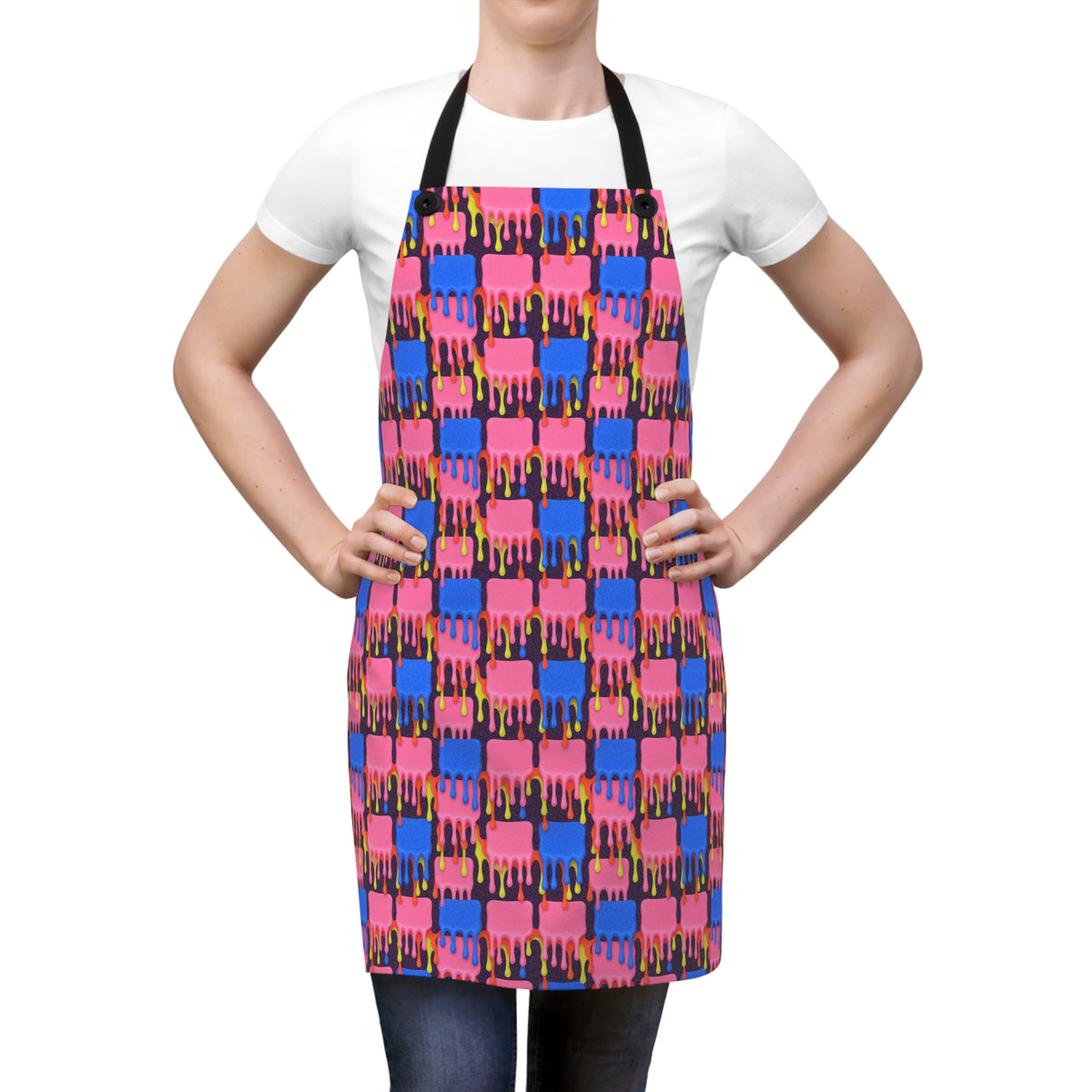 Melting Checkerboard Apron – Psychedelic Op-Art Pattern