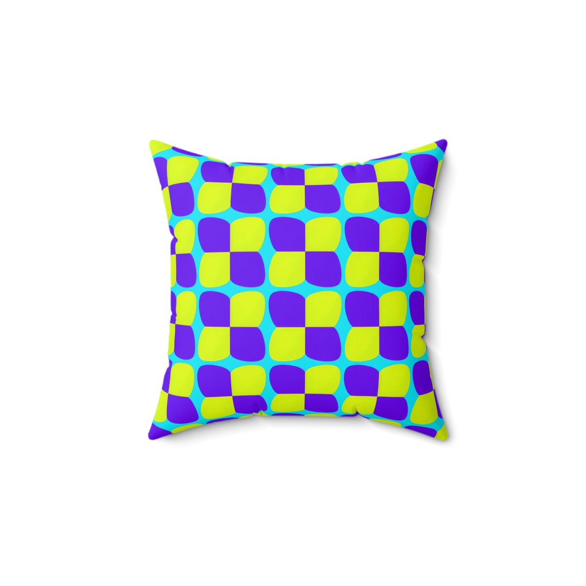 Bold Bulge Checker Faux Suede Cushion – Op-Art Checker Pattern