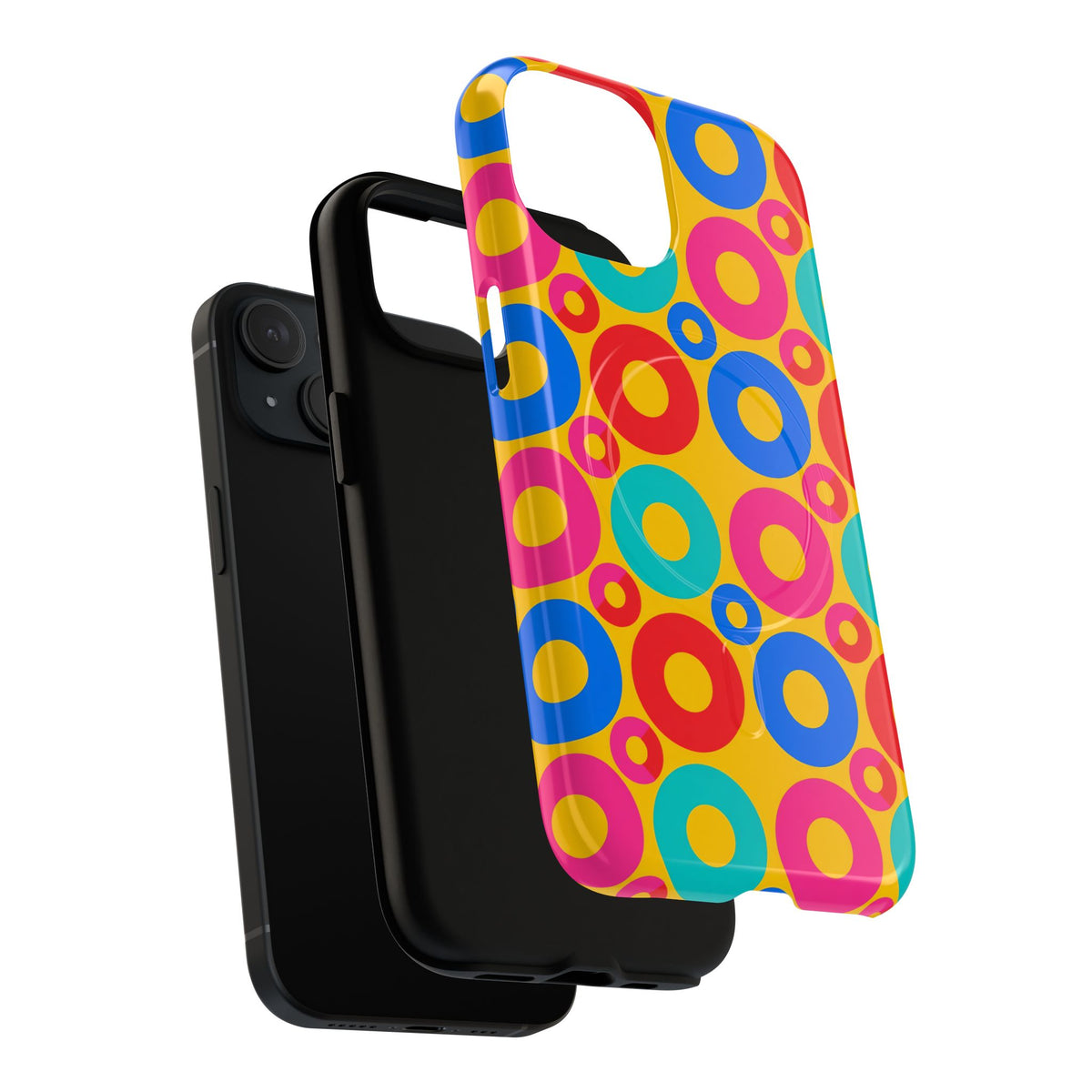 Big Ring Blocks Magnetic Tough iPhone Case – Geometric Blocks Pattern