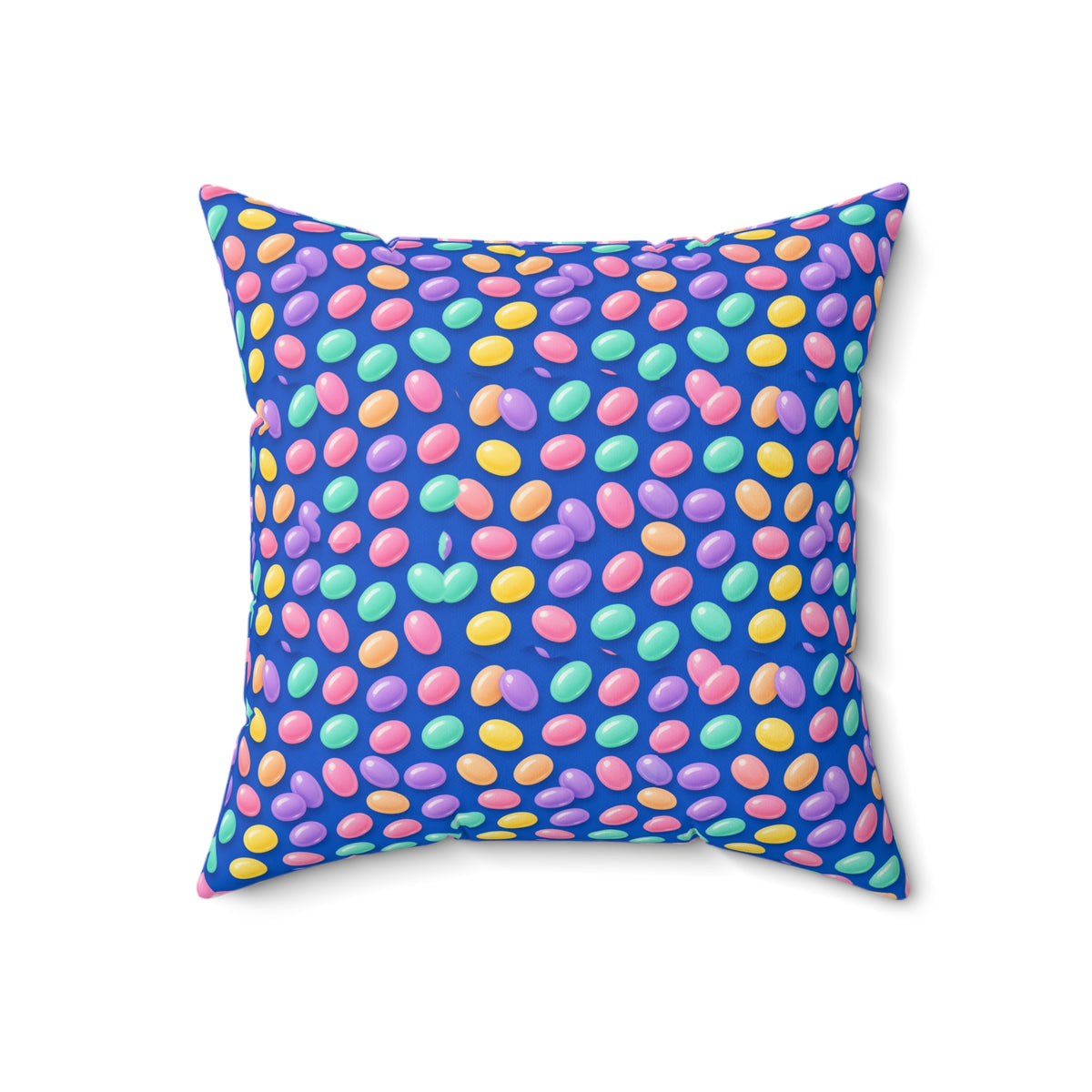 Jelly Bean Scatter Faux Suede Cushion – Soft Abstract Pattern