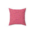 Confetti Spatter Faux Suede Cushion – Candy Pop on Raspberry