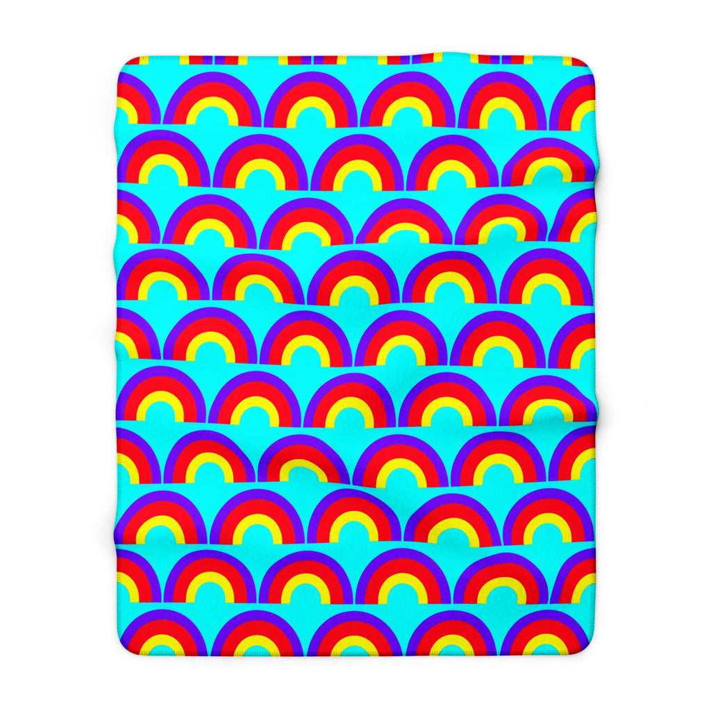 Chromatic Scallop Ripple Sherpa Fleece Blanket – Op-Art Scallops Pattern