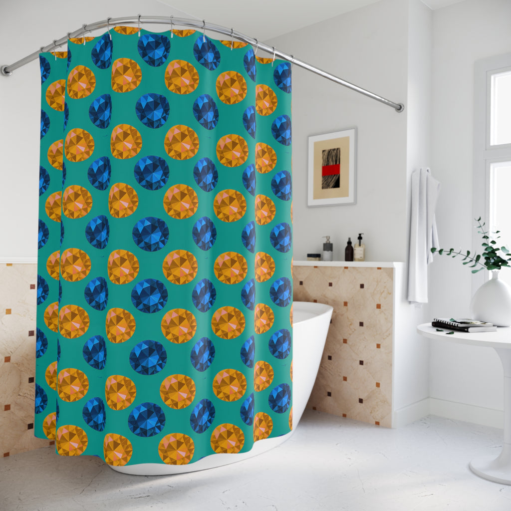Half-Drop Gem Grid Shower Curtain – Peacock Jewel
