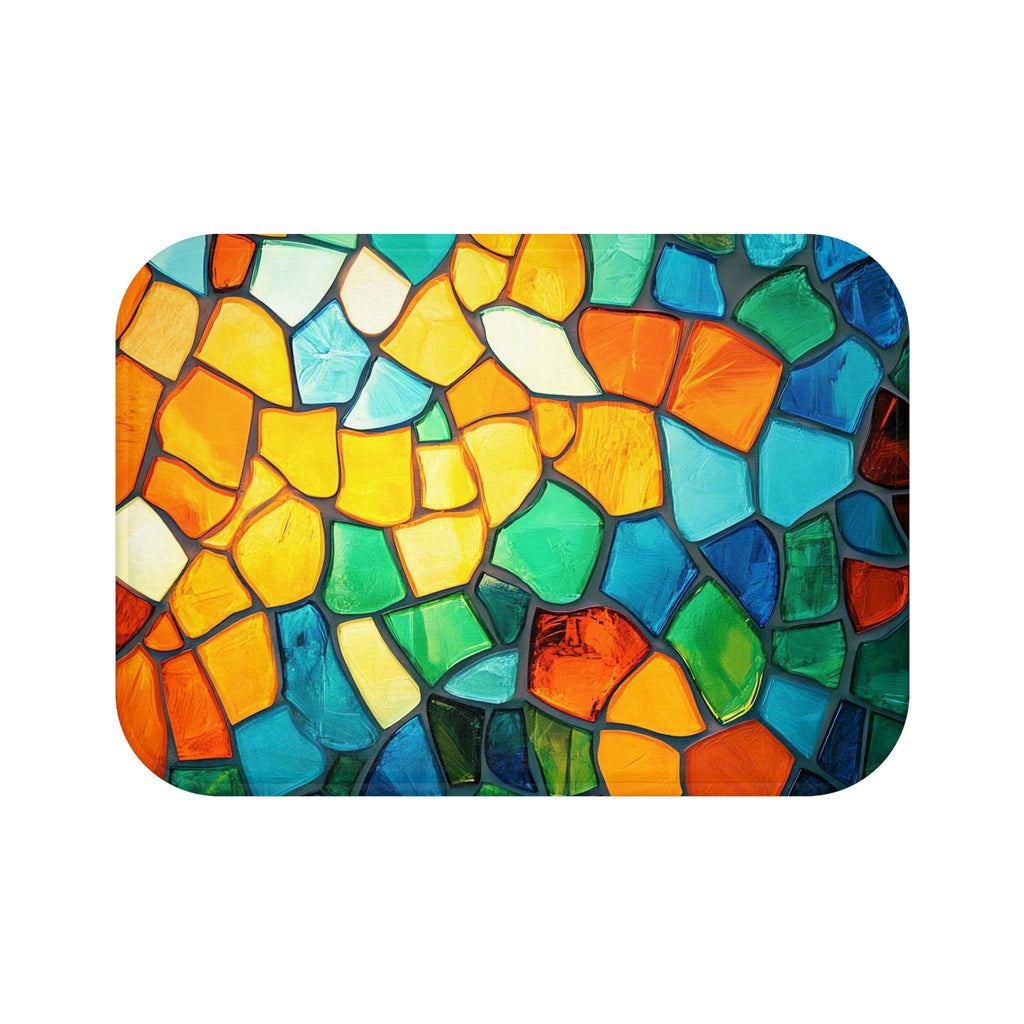 Jewel Mosaic Glass Bath Mat – Stained-Glass Style Mosaic