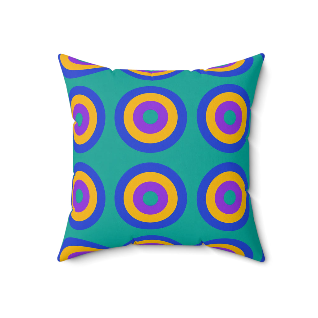 Giant Op-Art Jewel Rings Faux Suede Cushion – Peacock Jewel