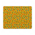 Squiggle Strokes Yellow Vegan Leather Mouse Mat – Bold Primary Abstract Pattern