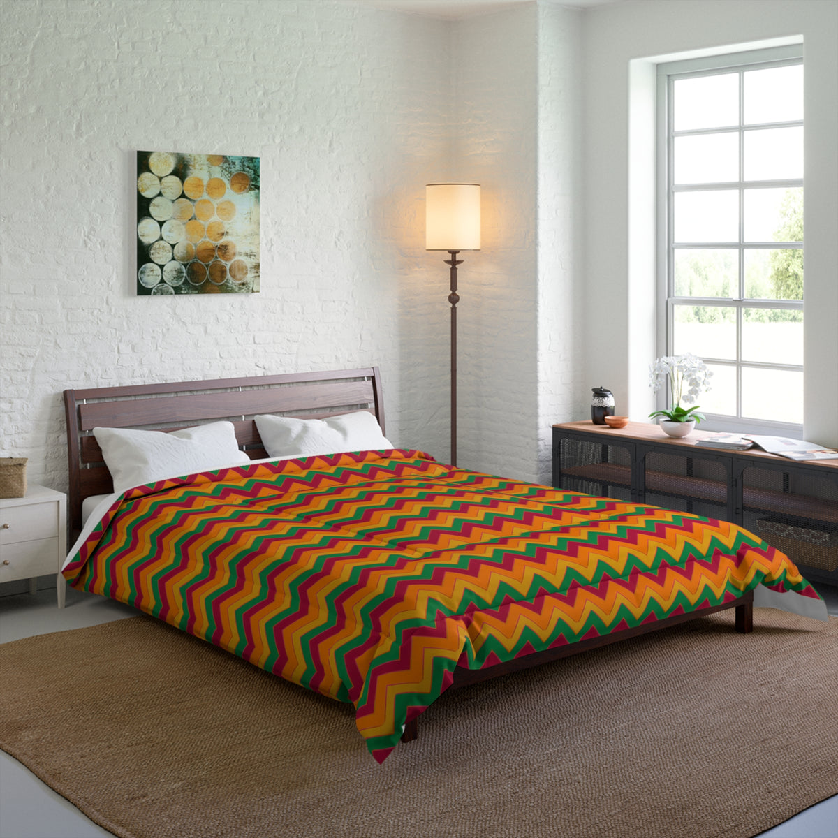 Jewel Chevron Bands Comforter – Cranberry Spice