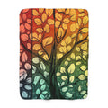 Stained Glass Autumn Tree Sherpa Fleece Blanket – Stained-Glass Style Art